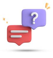 3d rendering of speech bubble, 3D pastel chat with question mark icon set. png