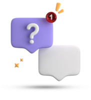 3d rendering of speech bubble, 3D pastel chat with question mark icon set. png