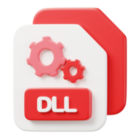 DLL file formats. File type icon. Files format and document concept. 3d Render illustration. png