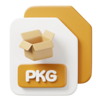 PKG file extension. File type icon. Files format and document concept. 3d Render illustration. png