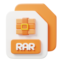 RAR File and extension. File type icon. Files format and document concept. 3d Render illustration. png