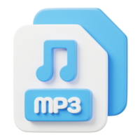 MP3 file document. File type icon. Files format and document concept. 3d Render illustration. png