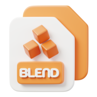 Blend file documant. File type icon. Files format and document concept. 3d Render illustration. png