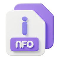 NFO file icon. File type icon. Files format and document concept. 3d Render illustration. png