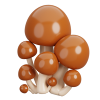 Cartoon fresh mushroom vegetable isolated. 3d render illustration. png