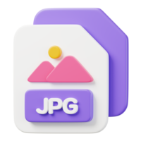 JPG image file icon. File type icon. Files format and document concept. 3d Render illustration. png