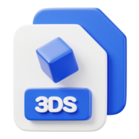 3ds file documento. file genere icona. File formato e documento concetto. 3d rendere illustrazione. png
