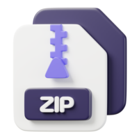 Zip *: français fichier et extension. fichier type icône. des dossiers format et document concept. 3d rendre illustration. png