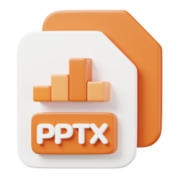 pptx Arquivo documento. Arquivo tipo ícone. arquivos formato e documento conceito. 3d render ilustração. png