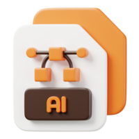 AI file document. File type icon. Files format and document concept. 3d Render illustration. png