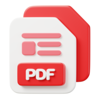 PDF file document. File type icon. Files format and document concept. 3d Render illustration. png