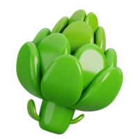 Cartoon fresh artichoke vegetable isolated. 3d render illustration. png