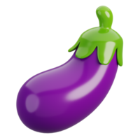 Cartoon fresh eggplant or aubergine vegetable isolated. 3d render illustration. png