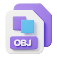 obj file documento. file genere icona. File formato e documento concetto. 3d rendere illustrazione. png