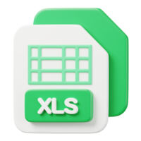 Xls file document. File type icon. Files format and document concept. 3d Render illustration. png