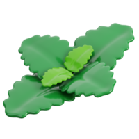 desenho animado fresco hortelã folha vegetal isolado. 3d render ilustração. png