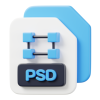 Psd file document. File type icon. Files format and document concept. 3d Render illustration. png