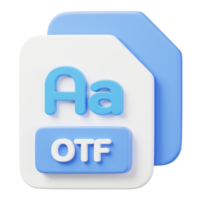 off font file. file genere icona. File formato e documento concetto. 3d rendere illustrazione. png