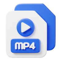 mp4 file documento. file genere icona. File formato e documento concetto. 3d rendere illustrazione. png