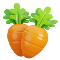 Cartoon fresh two carrots vegetable isolated. 3d render illustration. png