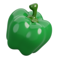 Cartoon fresh green bell pepper vegetable isolated. 3d render illustration png