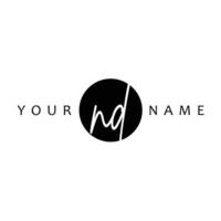 ND Initial Handwriting In Circle Frame Template Design vector