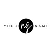 NG Initial Handwriting In Circle Frame Template Design vector