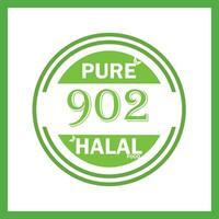 design with halal leaf design 902 vector