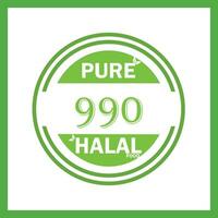 design with halal leaf design 990 vector