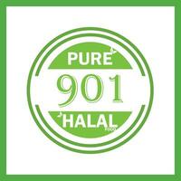 design with halal leaf design 901 vector