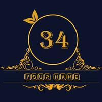 New unique logo design with number 34 vector