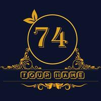 New unique logo design with number 74 vector