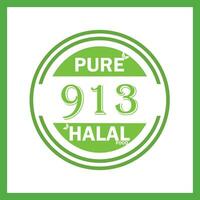 design with halal leaf design 913 vector