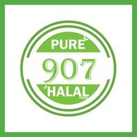 design with halal leaf design 907 vector