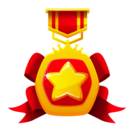 Golden award medal with a star for a 2D game. Badge icon. png