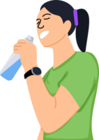 portrait woman drinking water using a bottle png