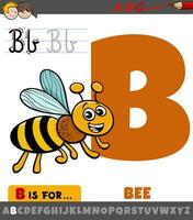 letra si desde alfabeto con dibujos animados abeja insecto vector
