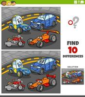 differences activity with cartoon vehicle characters vector