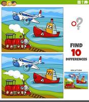 differences activity with cartoon transportation vehicle characters vector