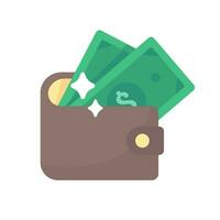 Wallet with cash Lots of banknotes and gold coins money saving concept vector