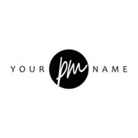 PM Initial Handwriting In Circle Frame Template Design vector
