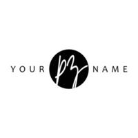 PZ Initial Handwriting In Circle Frame Template Design vector