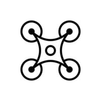 Quadcopter or quadrotor drone icon in line style design isolated on white background. Editable stroke. vector