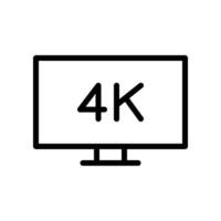 4K TV, television icon in line style design isolated on white background. Editable stroke. vector