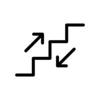Stairway, stairs up, stairs down sign icon in line style design isolated on white background. Editable stroke. vector
