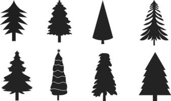 Christmas tree silhouette set collection free vector