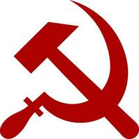 Red Hammer And Sickle Emblem, Vector Icon.