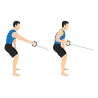 Man doing single cable row exercise. vector