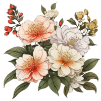 Hand Draw Japonica flower , Wedding Flower clip art , Ai generated png