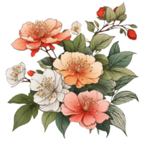 Hand Draw Japonica flower , Wedding Flower clip art , Ai generated png
